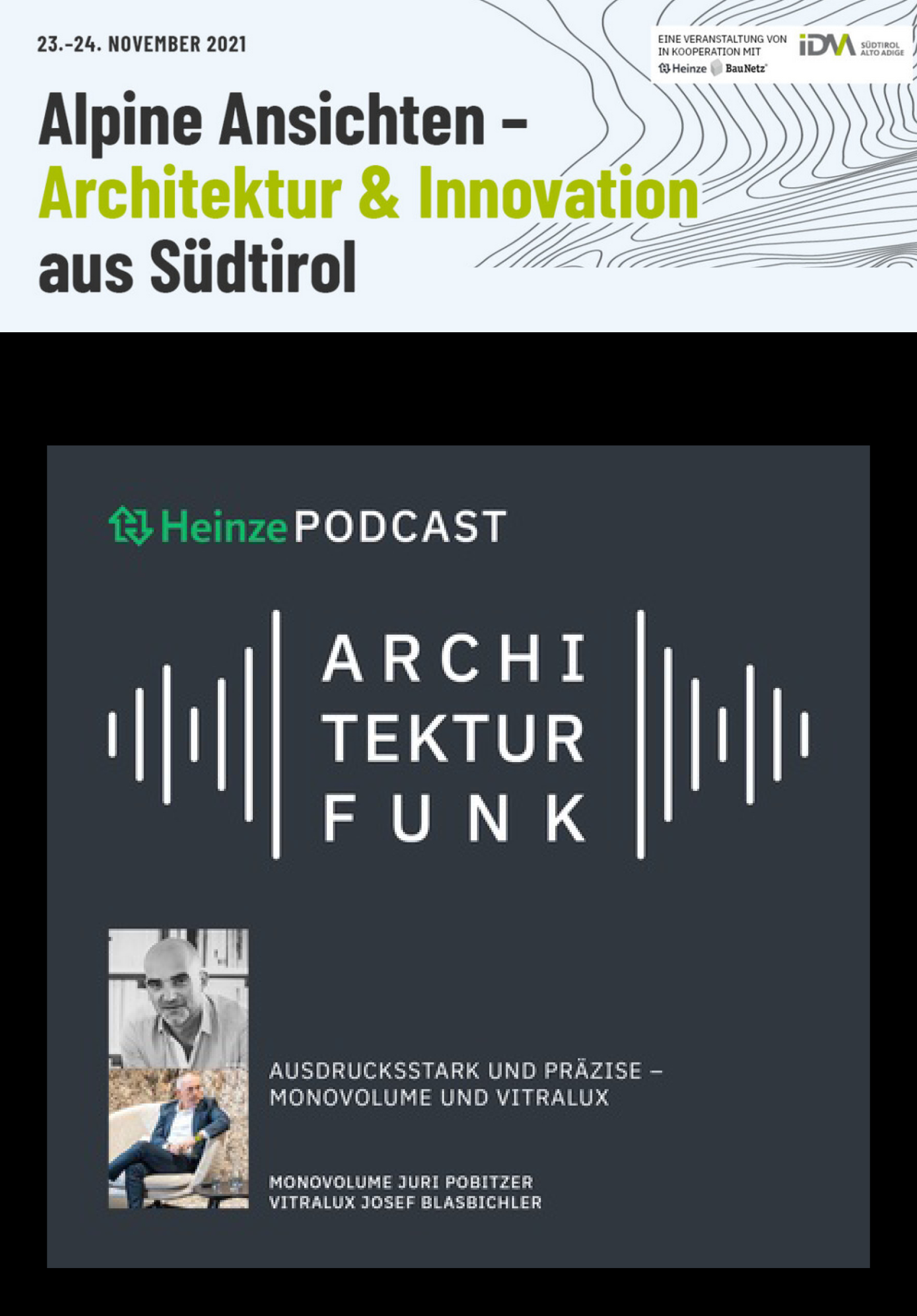 Architektur Event; Alpine Ansichten 2021; talk; Vitralux; studio monovolume architecture + design; monovolume Bolzano; Architektur Südtirol; studio architecture bolzano; monovolume architects