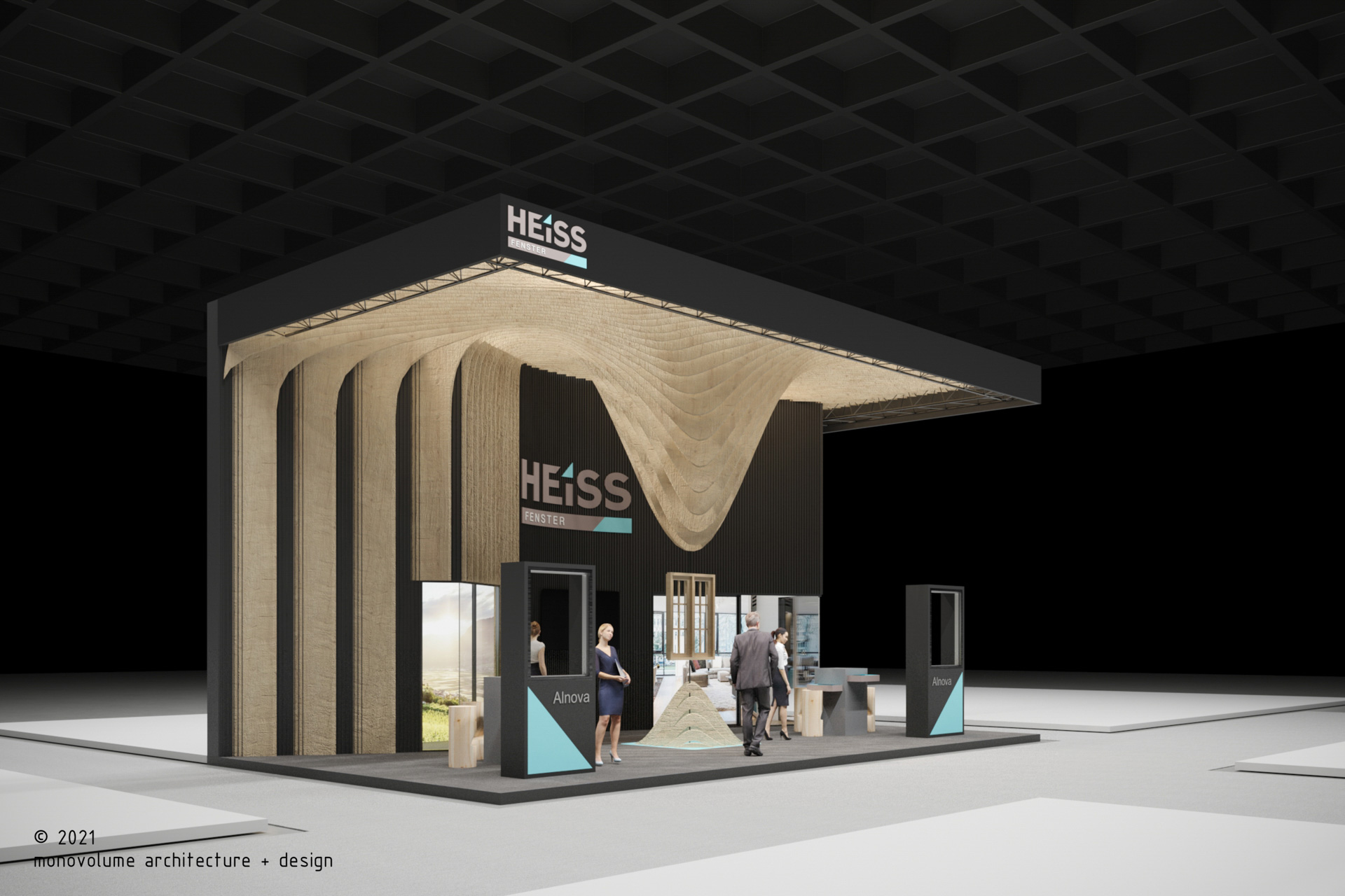 Heiss Fenster; Stand; CasaClima 2022; Bolzano; infissi; finestre Alto Adige; fenster südtirol; monovolume architecture + design; architettura Alto Adige; architettura moderna; monovolume architetti, stand fieristico; interior design