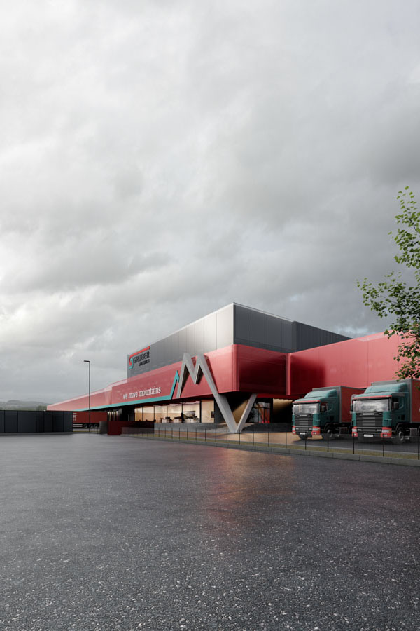 Gruber Logistics; Verona; Sede Aziendale; Headquarters; Uffici; Trasporti; trasporti internazionali; Terrazza; Magazzino; monovolume architecture + design; architettura Alto Adige; architettura moderna; monovolume architetti